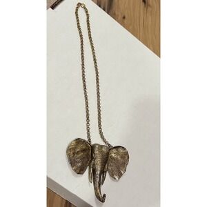 Vintage Elephant Necklace 70's Style‎ Statement Yellow Gold Tone Plated